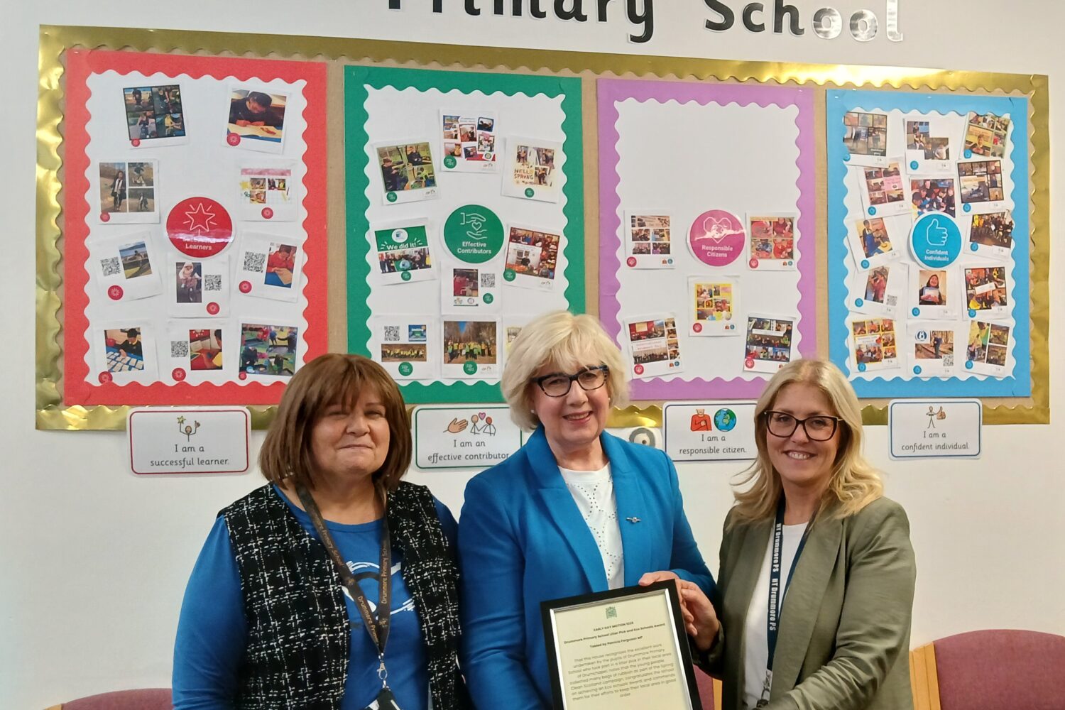 Patricia Ferguson MP with staff at Drummore Primary School